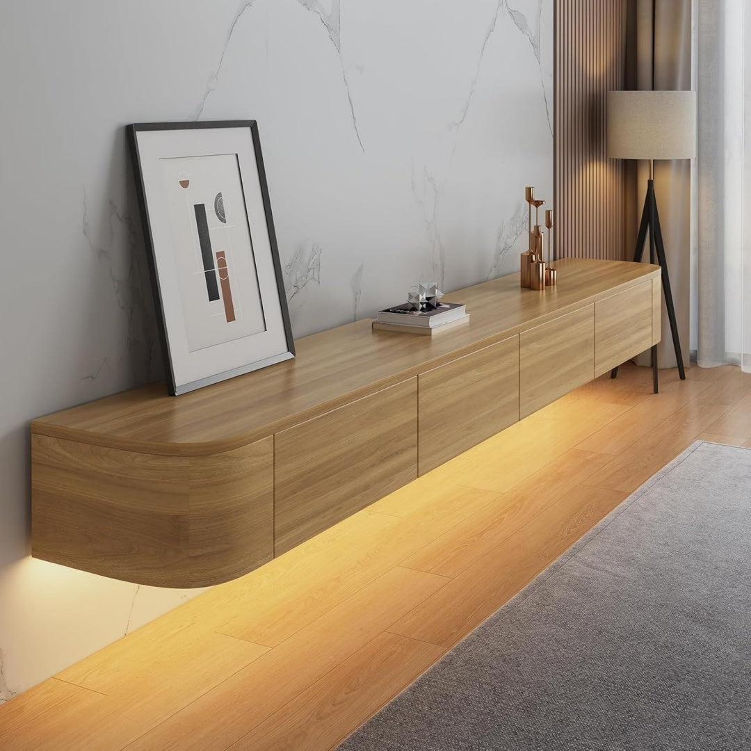 Arredo per soggiorno con ante con illuminazione LED nero