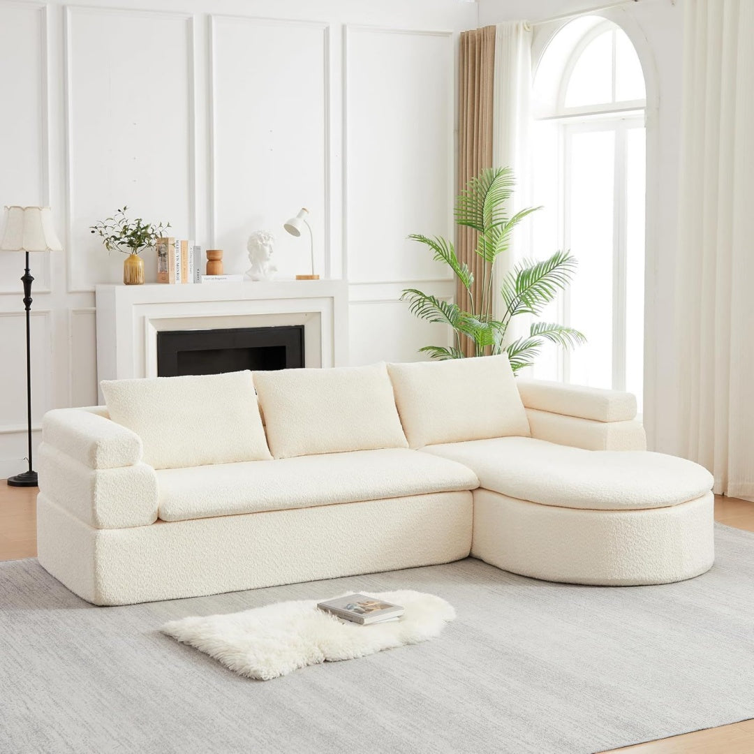 Divano confortevole modulare con braccioli bianco