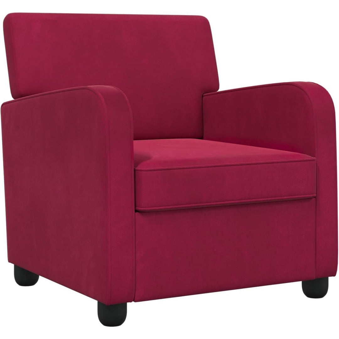 Seduta lounge rosso con braccioli rivestimento in velluto