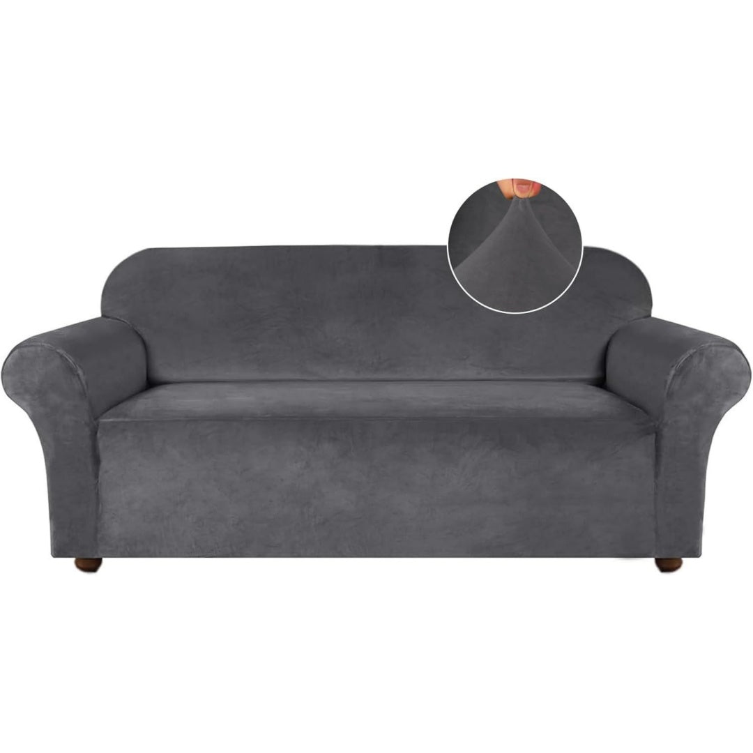 Divano da soggiorno Turquoize Copridivano velluto elasticizzato extra grigio