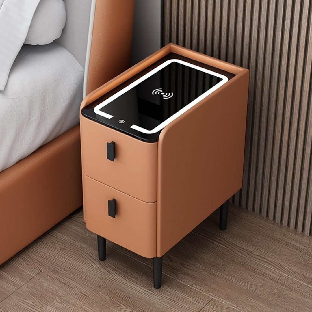 Tavolino compatto con cassetti con porta USB rosa