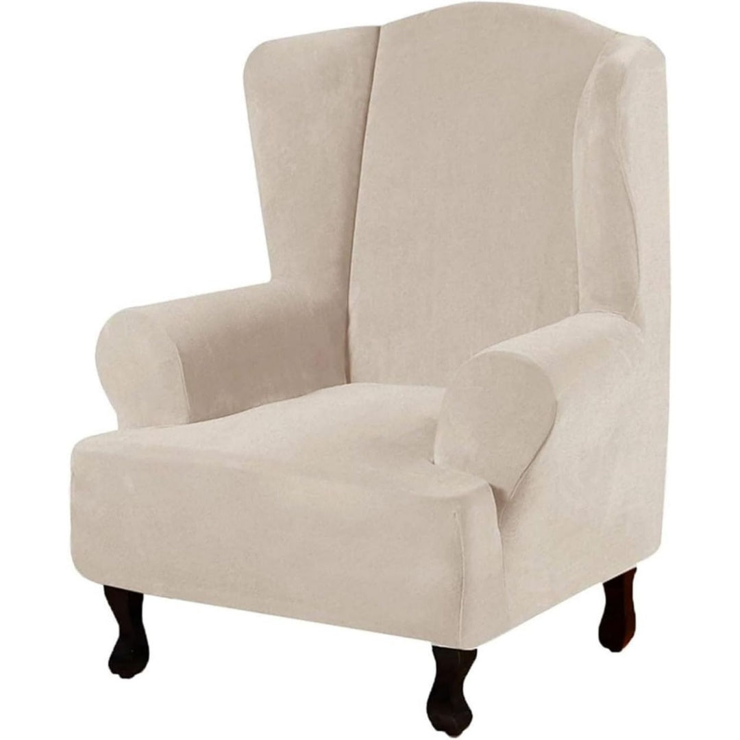 Seduta imbottita Copripoltrona velluto beige, fodere elasticizzate beige