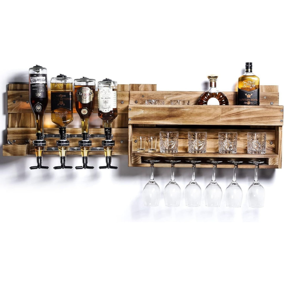 Porta bottiglie da vino con vetro stile vintage naturale