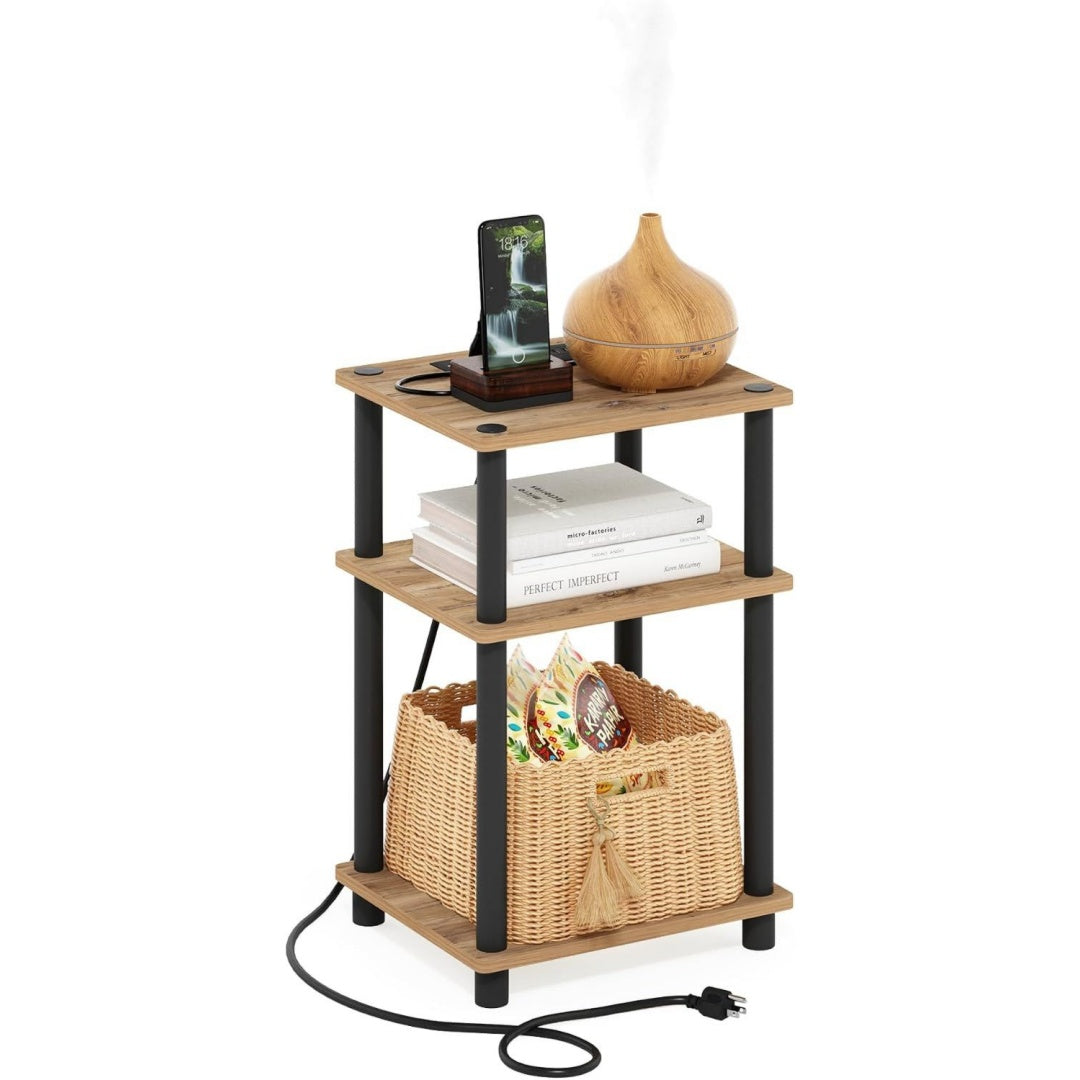 Comodini con vano contenitore con porta USB nero