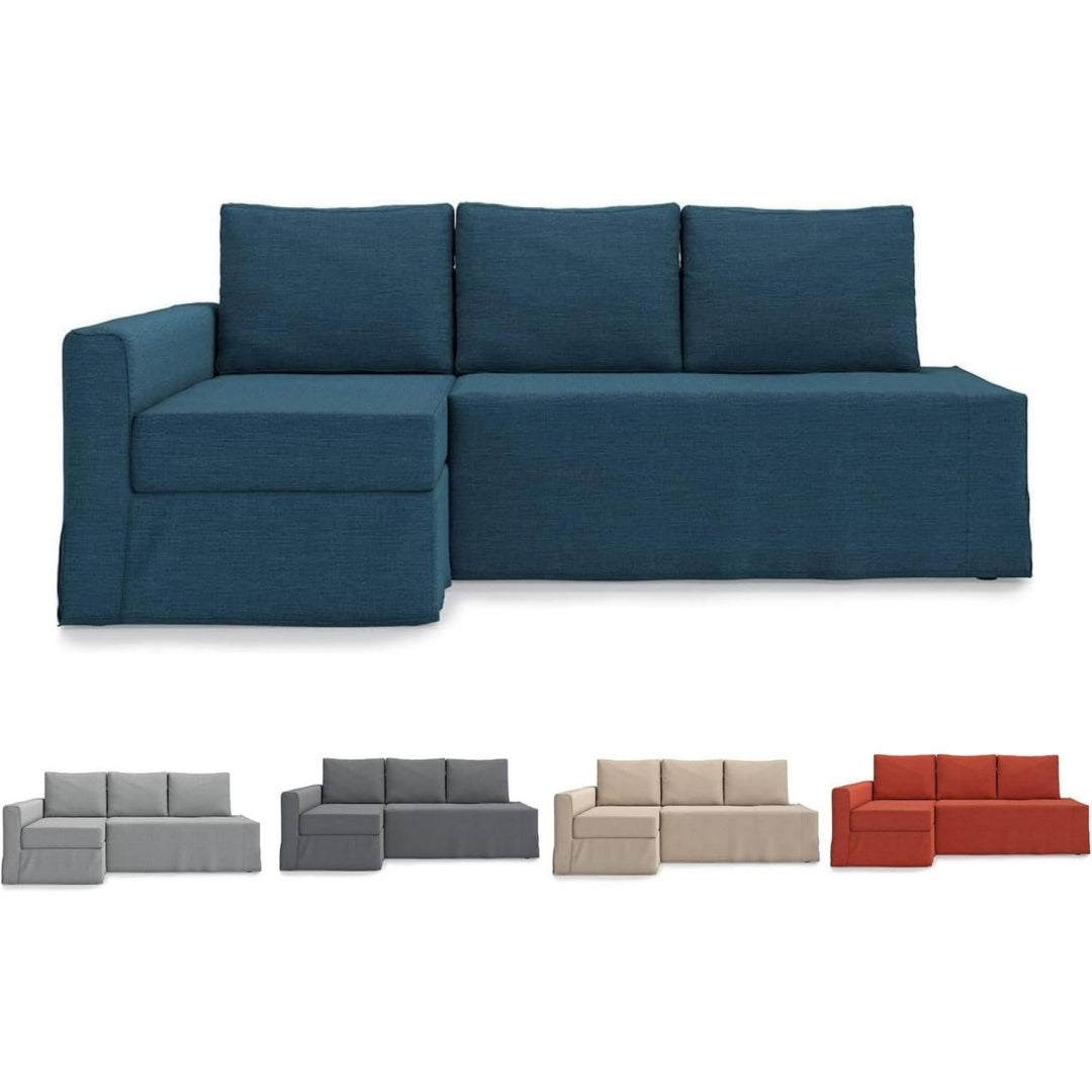 Divano confortevole struttura in acciaio rivestimento in tessuto blu